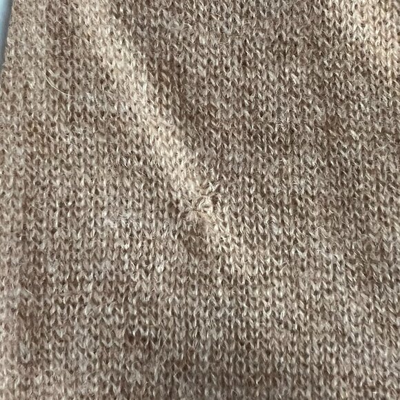 Minnie Rose Cashmere Frayed Edge V-Neck Sweater, Camel S - Picture 7 of 13